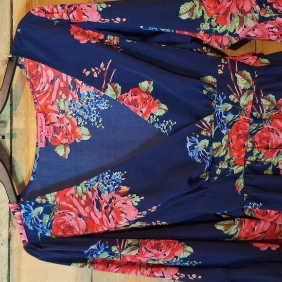 Betsey Johnson Blue And Red Floral Top - Picture 4 of 5